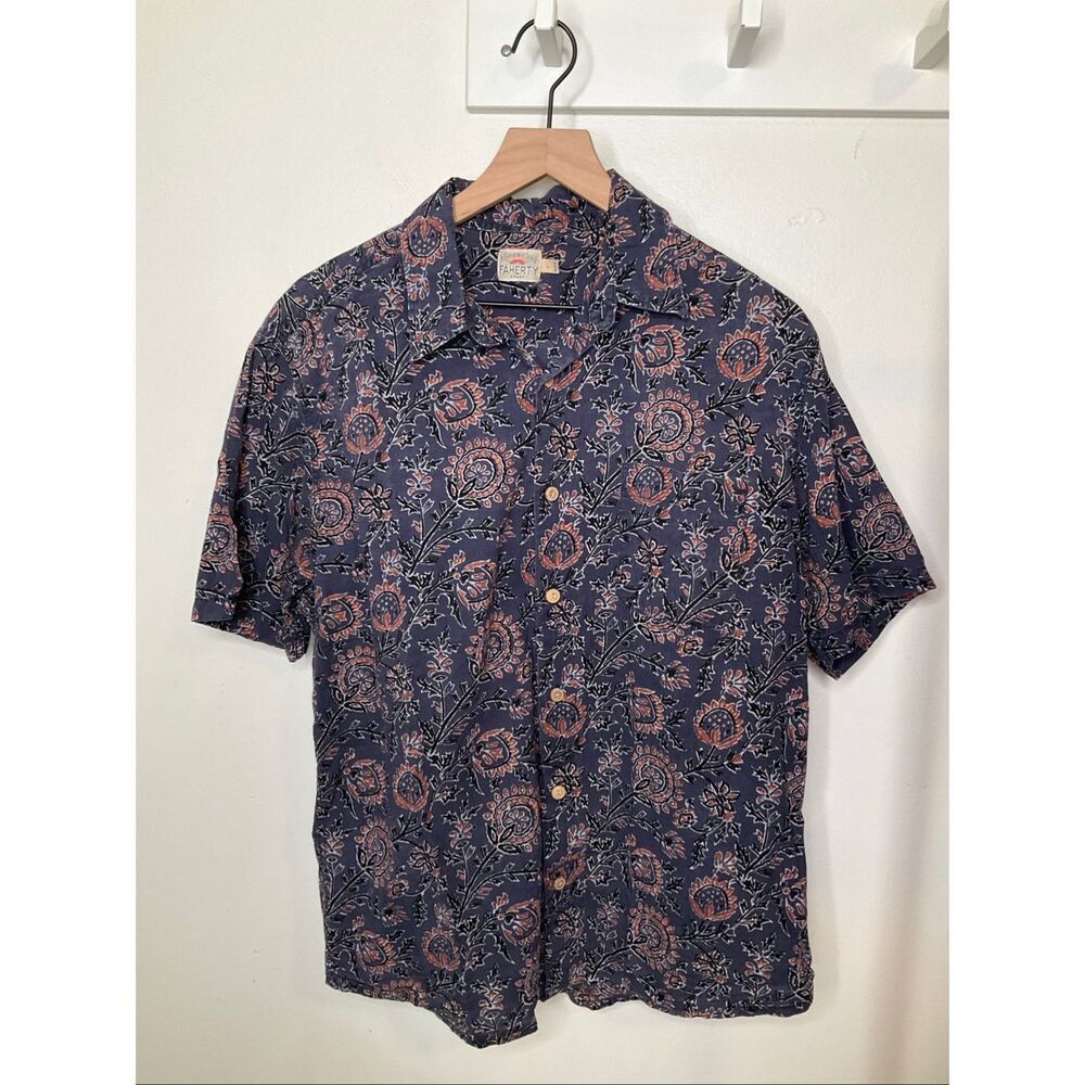 Faherty Floral Coast Short Sleeve Button Down Shirt